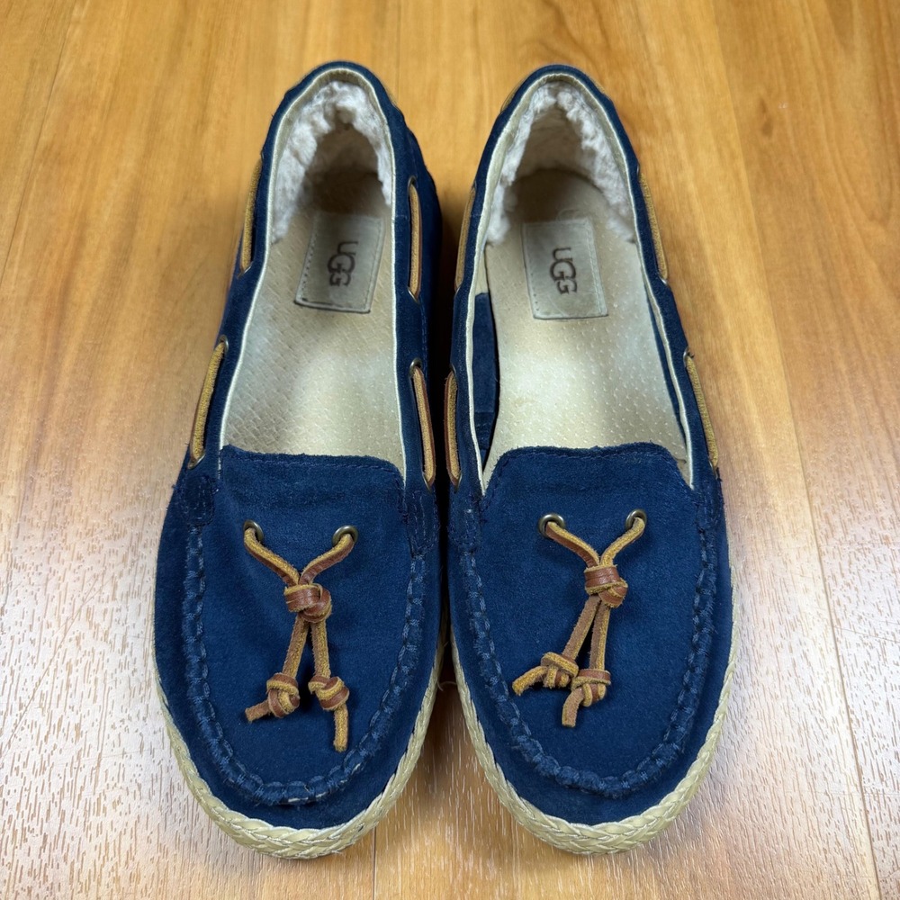 UGG Womens Navy Blue Suede Espadrille Boat Shoes 1092231 Size 7